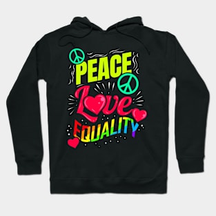 LGBTQ Pride Month Logo Peace Love Equality Hoodie